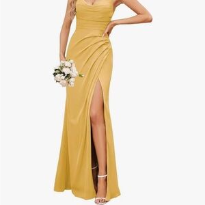 Elegant Yellow Evening Gown